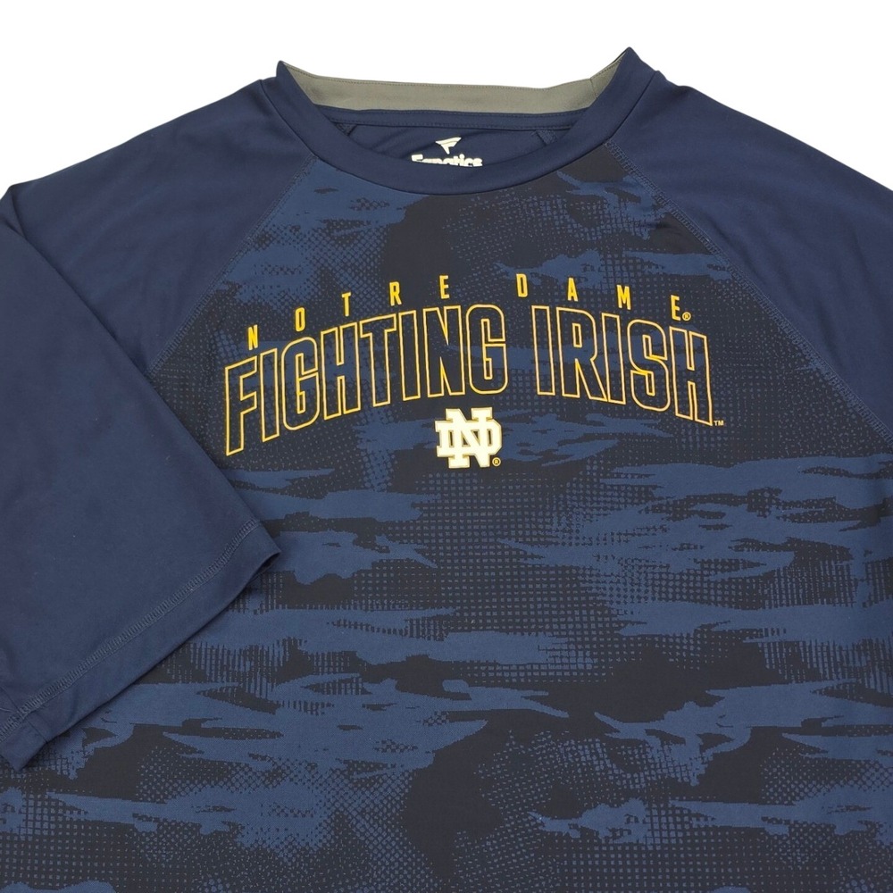 Fanatics Notre Dame Fighting Irish Shirt Mens 2XL Navy Blue Camo Performance Tee